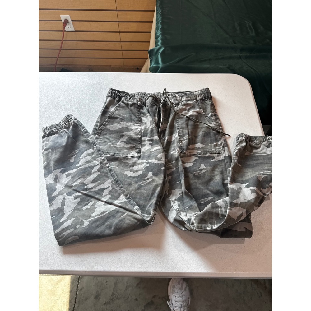 Grace & Lace Women Camo Joggers Grey Olive Utility Cargo Pants Size 14